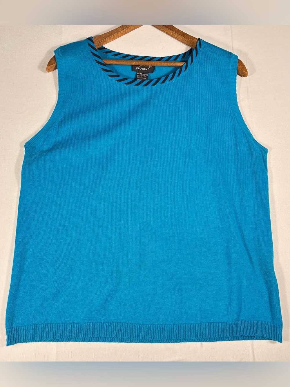 Koos of course Women’s Large Turquoise Sleeveless Knit with Silk Trim Tank